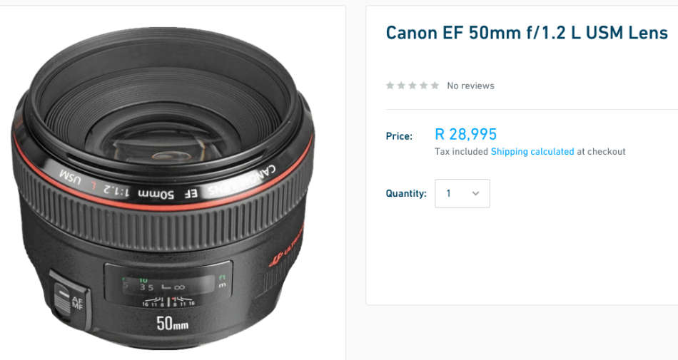 Canon EF 50mm f/1.2 L USM Ultrasonic Lens for Canon DSLR Cameras - Top of the Range