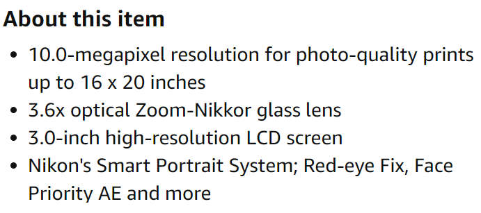 Nikon Coolpix L20 10MP Digital Camera with 3.6 Optical Zoom and 3 inch LCD