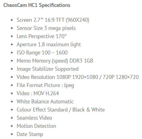Chaoscam HC1 Full-HD Dashcam - IN BOX