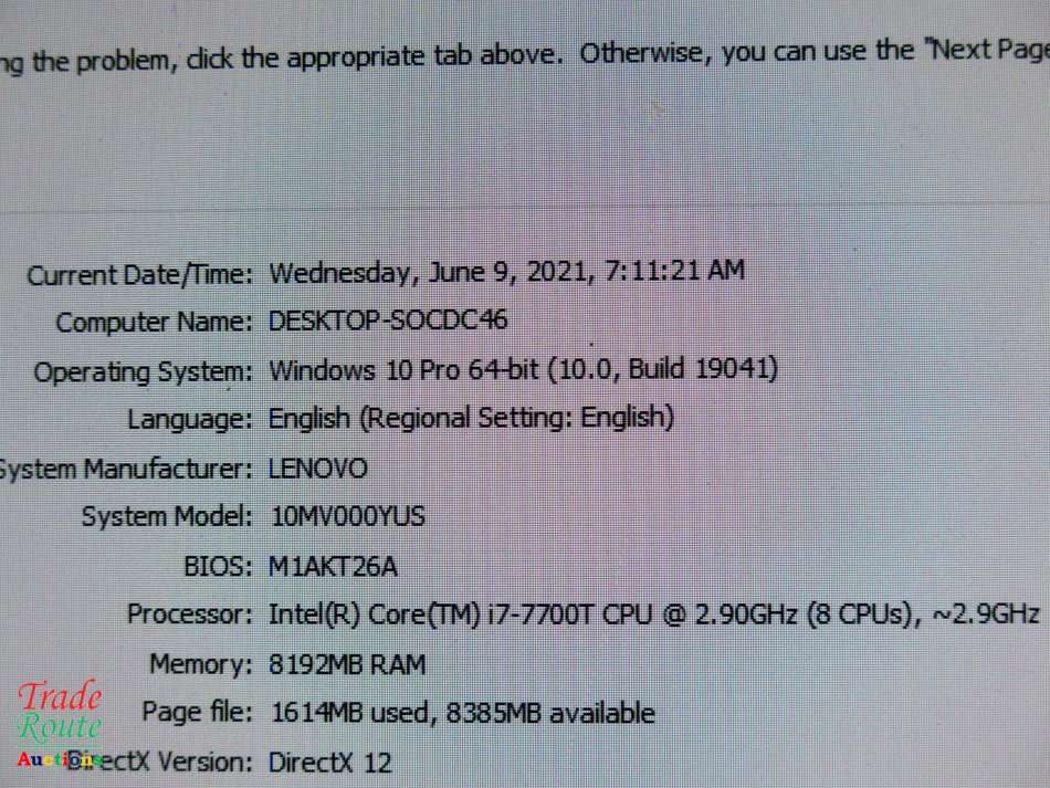 LENOVO M910q TINY Desktop PC Computer | CORE i7 7700T 7th Gen 2.9GHz | 8GB RAM | 256GB SSD
