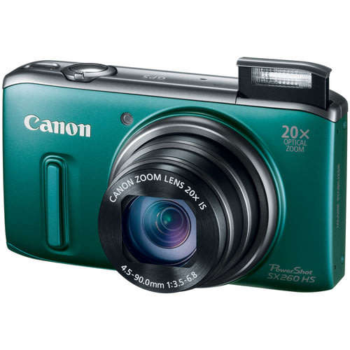 Canon PowerShot SX260 HS 12.1 MP CMOS Digital Camera with 20x IS Zoom 25mm Wide-Angle Lens (Green)