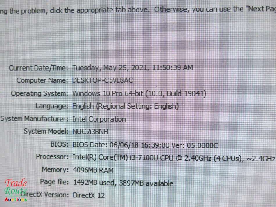 Intel NUC Mini-PC NUC7i3BNH | CORE i3 7100U 7th Gen 2.4GHz | 4GB RAM | 128GB SSD DESKTOP PC