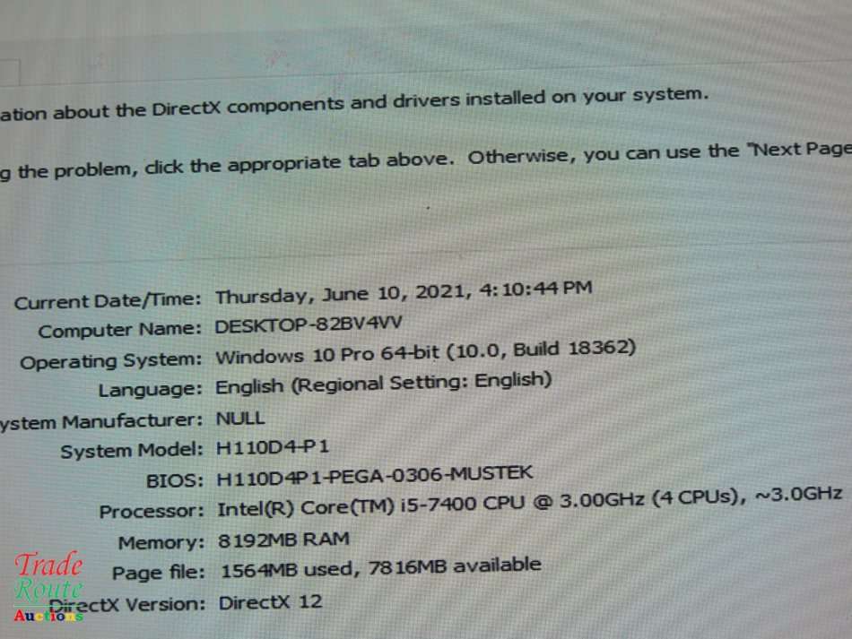 Mecer Pegatron JPT/H110 MINI PC Intel Core i5-7400 7th Generation 3.00GHz 8GB RAM 256GB SSD