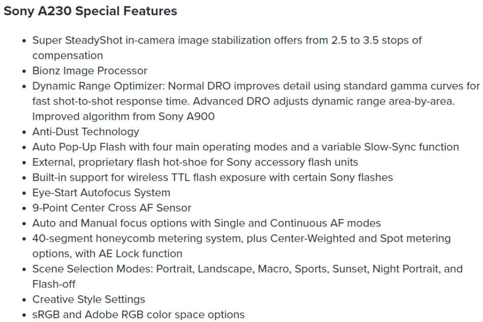 Sony Alpha A230 10.2 MP Digital SLR Camera - BODY ONLY