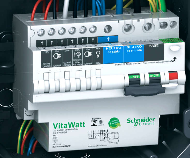 Schneider Electric VitaWatt - Multi output Residual circuit breaker 50A VTW50A230V1B