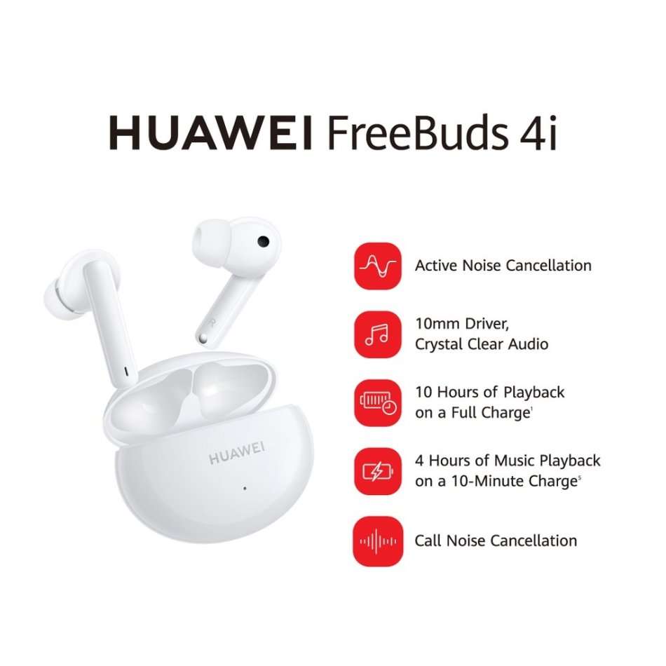 HUAWEI FreeBuds 4i Wireless Bluetooth Earphone | Active Noise Cancellation | 10 Hours of Playback