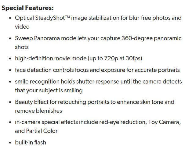 Sony Cybershot DSC-H200 Black 20.1MP 26X Optical SteadyShot image stabilization Digital Camera