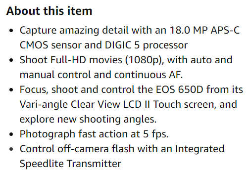 CANON 650D Digital SLR CAMERA BODY
