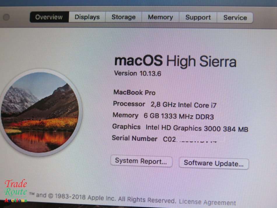 MacBook Pro 13.3-inch | Core i7 2.8GHz | 6GB RAM | 750GB HDD | INTEL HD GRAPHICS