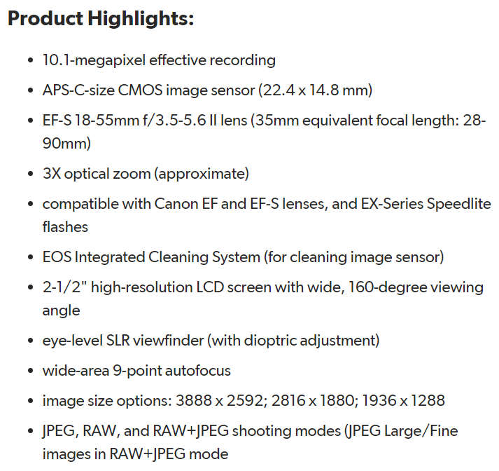 Canon EOS Digital Rebel XTi Kit 10.1-megapixel digital SLR camera with 18-55mm zoom lens (Black)