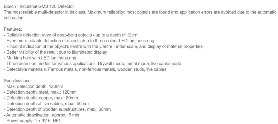 Bosch Professional Digital Detector GMS 120