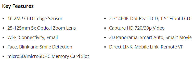 Samsung DV150F 16.2MP Smart WiFi Digital Camera with 5x Optical Zoom & 2.7" / 1.48" front LCD