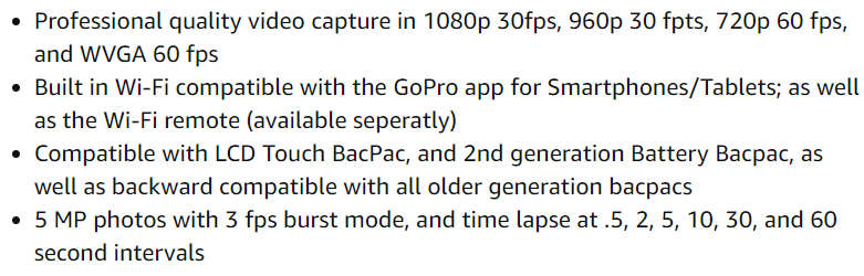 GOPRO HERO 3  CHDHE-301 [WHITE EDITION] Captures HD Video