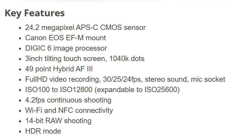 Canon EOS M3 Mirrorless Digital Camera with EF-M 18-55mm Lens - 24.2 megapixels