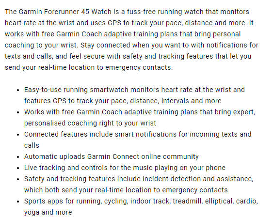 Garmin Forerunner 45 Watch