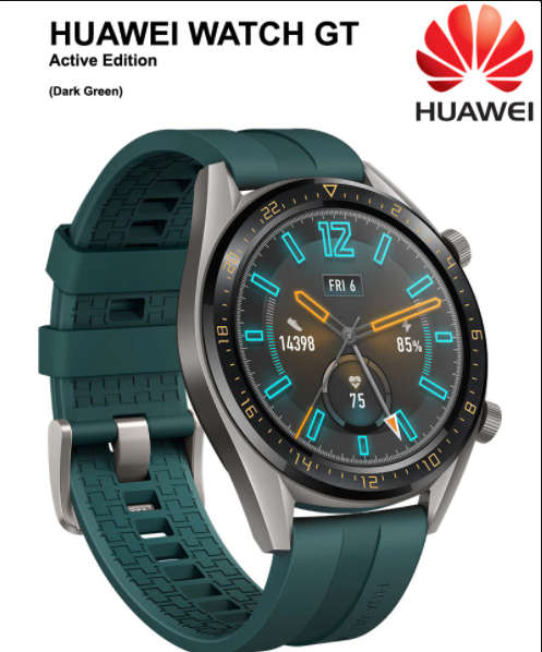 HUAWEI WATCH FTN-B19 GT Smart Watch - Titanium Grey SS Dark Green Strap
