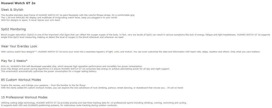 Huawei Watch GT 2e Smartwatch (Graphite Black)- HCT-B19 - BLACK - IN BOX