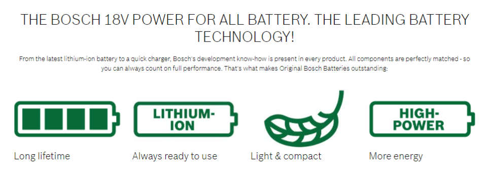 Bosch Lithium Ion rechargeable Battery Pack UN 3480  (18V) (2.0Ah) for Power Tools