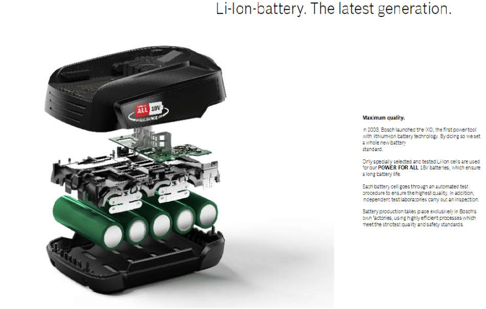 Bosch Lithium Ion rechargeable Battery Pack UN 3480  (18V) (2.0Ah) for Power Tools