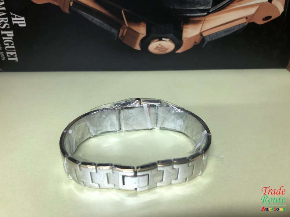 BUREN Two-Tone Stainless Steel Ladies Watch - Rectangular Dial / Blue Face / Gold Markers