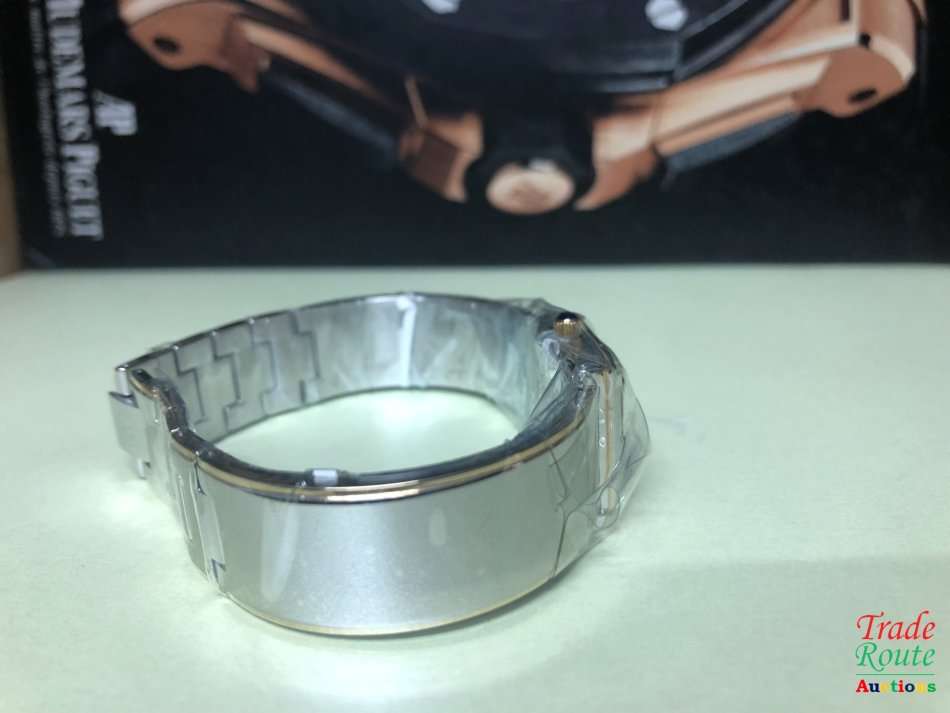 BUREN Two-Tone Stainless Steel Ladies Watch - Rectangular Dial / Blue Face / Gold Markers