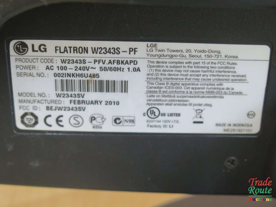 LG FLATRON 23" W2343SV-PF LCD Monitor