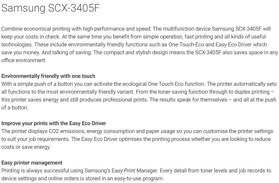 Samsung SCX-3405F Mono laser multifunction printer A4 Printer, scanner, copier, fax ADF