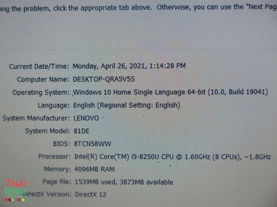 LENOVO IDEAPAD 330 81DE | CORE i5 8250U 8th Gen @ 1.6GHZ  | 4GB RAM | 480GB SSD SOLID STATE| LAPTOP