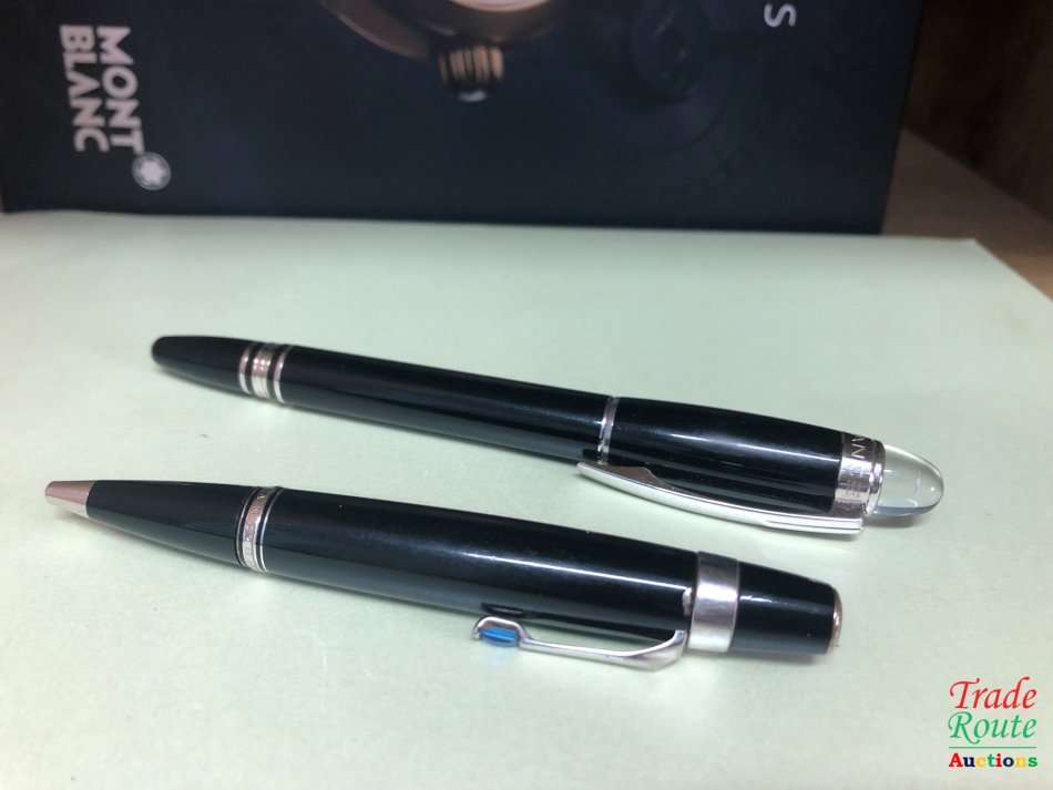 Montblanc Boheme Black with blue stone ballpoint pen and Roller Ball Pen Twin Set