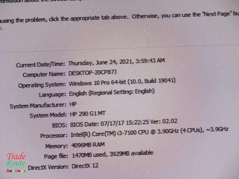 HP 290 G1 MT Desktop Computer | Core i3 7100 3.9Ghz | 4GB RAM | 500GB HDD
