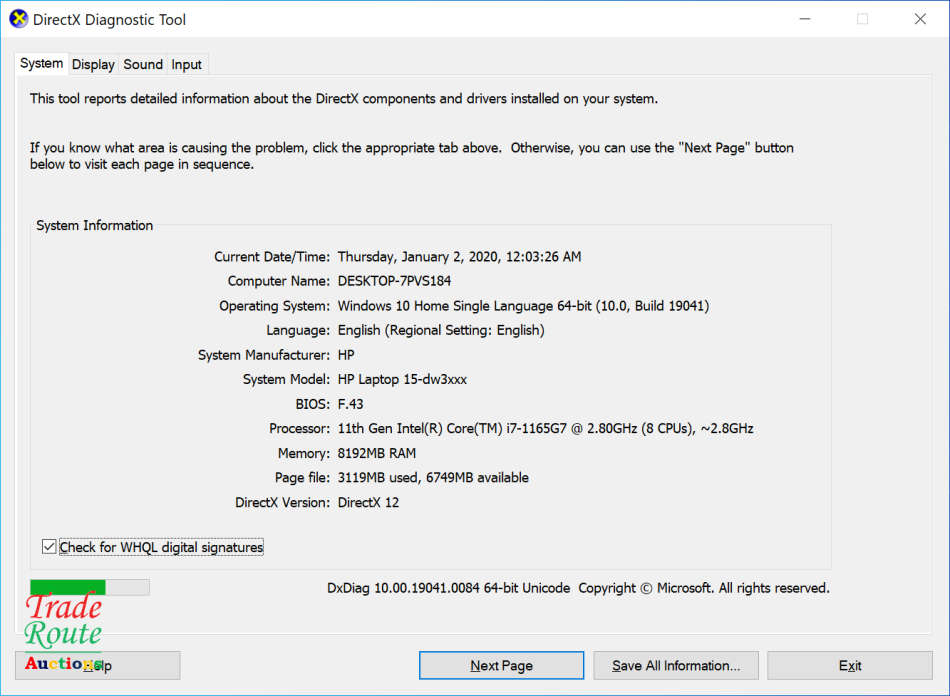 HP Laptop 15-dw3000ni i7-1165G7 11th Gen 8GB RAM 1TB HDD 15.6'' FHD Notebook