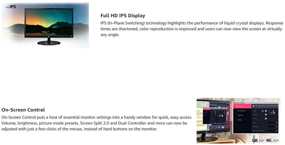 LG 27MP38VQ 27inch Full HD IPS LED Backlit Computer Monitor