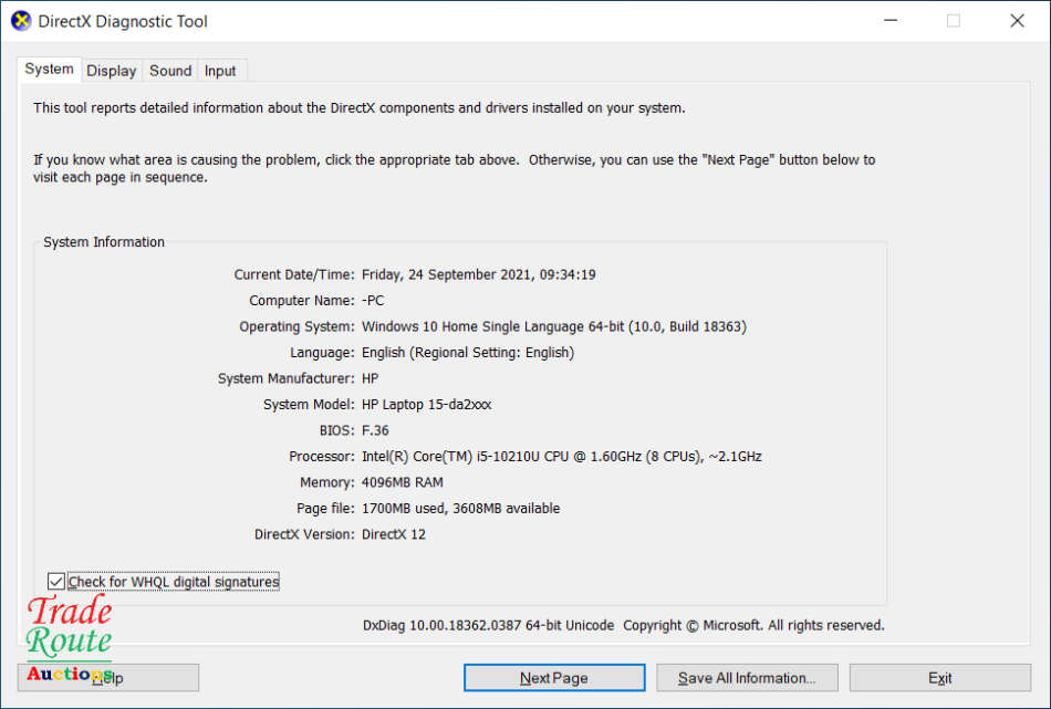 HP Laptop 15-DA2XXX 15.6inch LAPTOP | Core i5 10210U 1.6Ghz 10th Gen |  4GB RAM | 1TB HDD