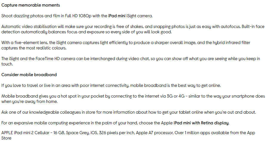 Apple ME800B/A - iPad mini 2 with Retina display Wi-Fi + Cellular 16GB - Space Grey