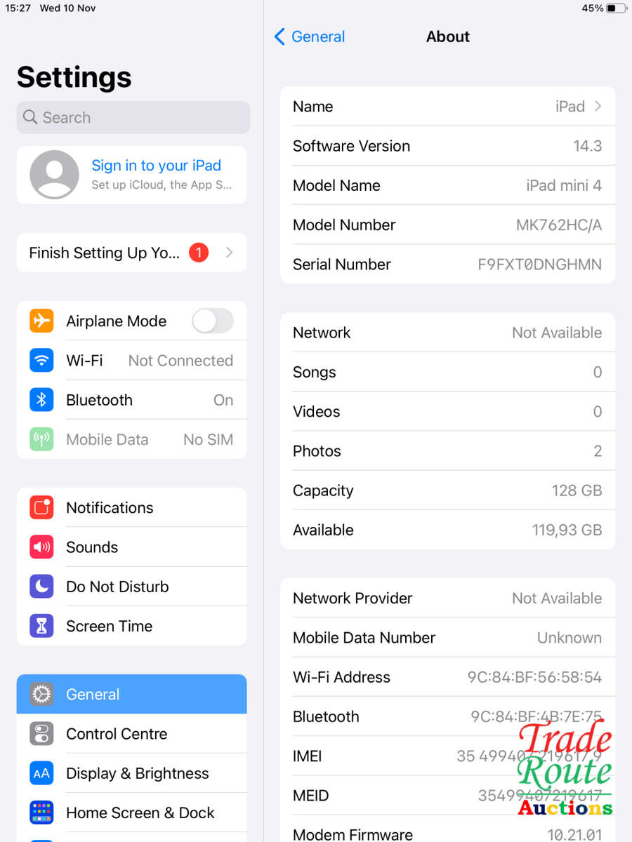 Apple iPad Mini 4 A1550 128GB Tablet Space Gray