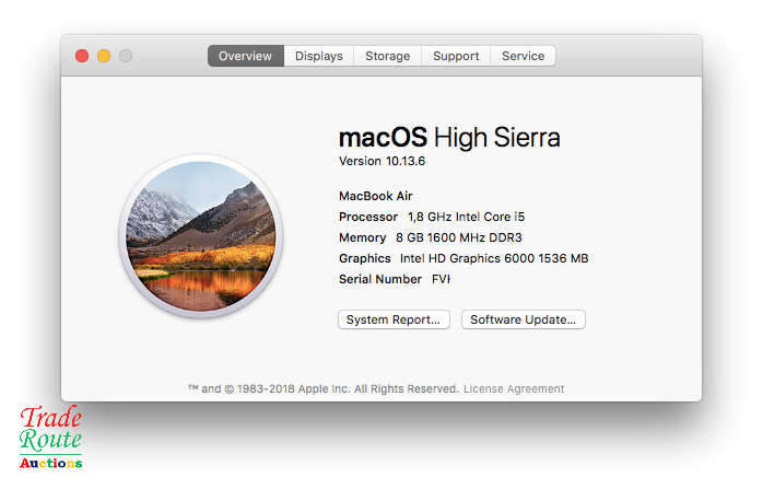 2017 MacBook Air 13.3-inch | Core i5 1.8GHz | 8GB RAM | 128GB SSD MACBOOK AIR 13 INCH - 67 CYCLES