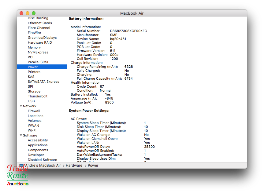 2017 MacBook Air 13.3-inch | Core i5 1.8GHz | 8GB RAM | 128GB SSD MACBOOK AIR 13 INCH - 67 CYCLES