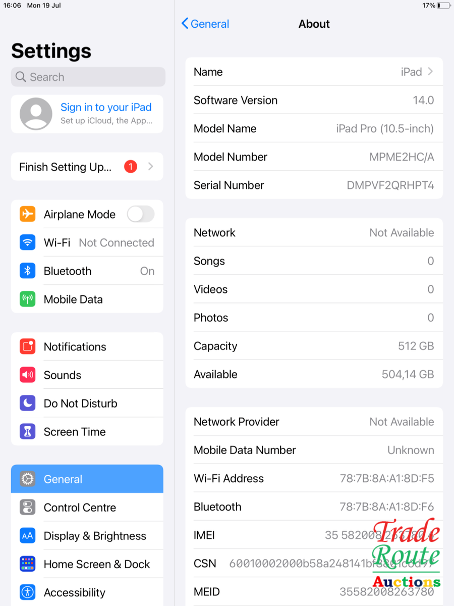 Apple iPad Pro 10.5 inch Wi-Fi + Cellular, 512GB, Space Grey, MPME2HC/A, A1709