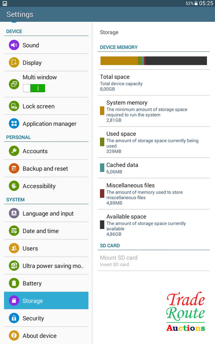 SAMSUNG GALAXY TAB E | WIFI | 8GB | BLACK | 9.6` | SM-T560 | 1200 x 800 Pixels