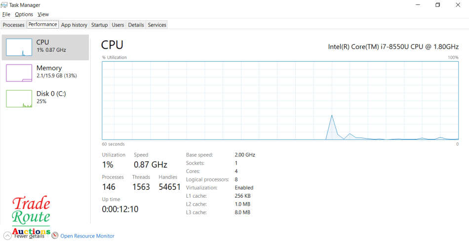 LENOVO THINKPAD L580 | CORE i7 8550U 8th Gen 1.8GHz | 16GB RAM | 1TB HDD | LAPTOP