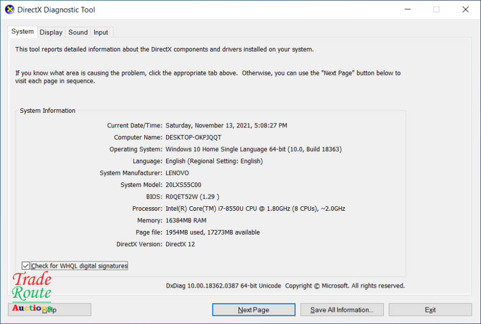 LENOVO THINKPAD L580 | CORE i7 8550U 8th Gen 1.8GHz | 16GB RAM | 1TB HDD | LAPTOP