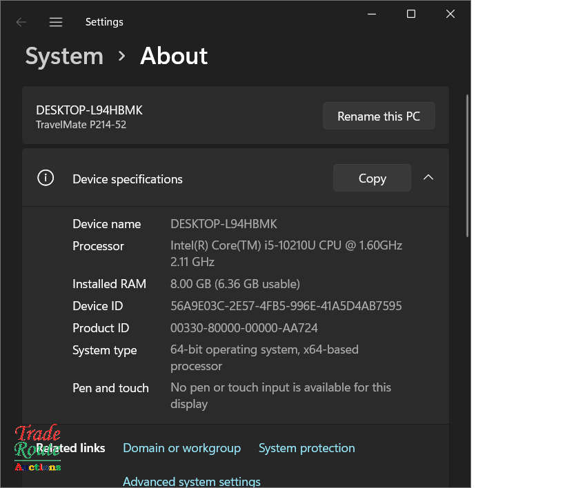 10th Generation | Acer Travelmate P214-52 14" Laptop | Core i5 10210U | 8GB RAM | 1TB NVMe SSD