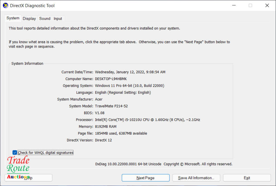 10th Generation | Acer Travelmate P214-52 14" Laptop | Core i5 10210U | 8GB RAM | 1TB NVMe SSD