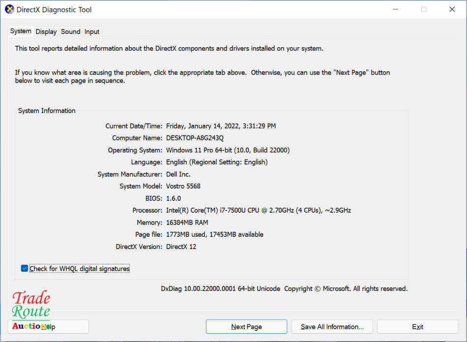 Dell Vostro 5568 15.6" LAPTOP | Intel Core i7 7500U 7th Gen 2.7GHz | 16GB RAM | 1TB HDD