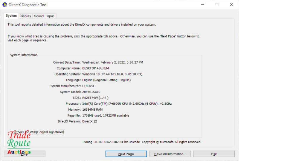 LENOVO THINKPAD X260 FHD LAPTOP | THIN & SLIM | CORE i7 6600U 6th Gen 2.6GHz | 16GB RAM | 500GB HDD