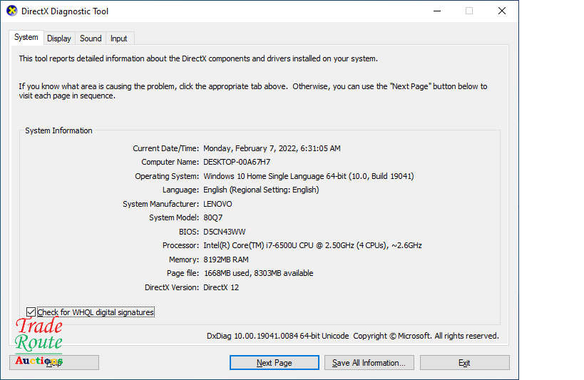 LENOVO IDEAPAD 300 - 80Q7 | CORE i7 6500U 6th Gen @ 2.5GHZ  | 8GB RAM | 500GB HDD | LAPTOP NOTEBOOK