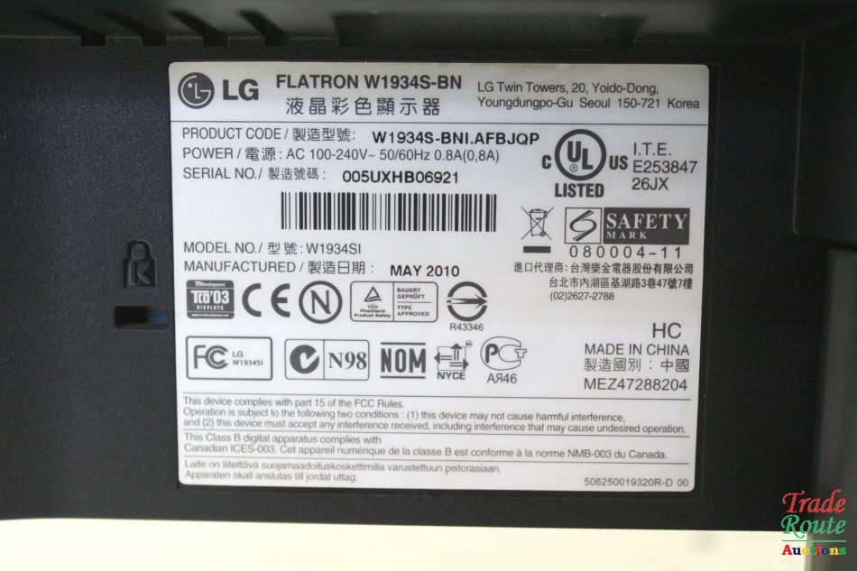 LG W1934S-BN 48.3 cm (19`) 1440 x 900 pixels