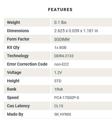 8GB DDR4 LAPTOP RAM - Sk Hynix 8GB DDR4 1RX8 DDR4-2133 HMA81GS6AFR8N-TF Laptop RAM Memory