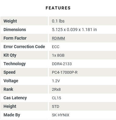 Hynix HMA41GR7AFR8N-TF 8GB DDR4 RAM Module 2133 MHz RAM [ 8GB DDR4 RAM FOR SERVER ONLY ]