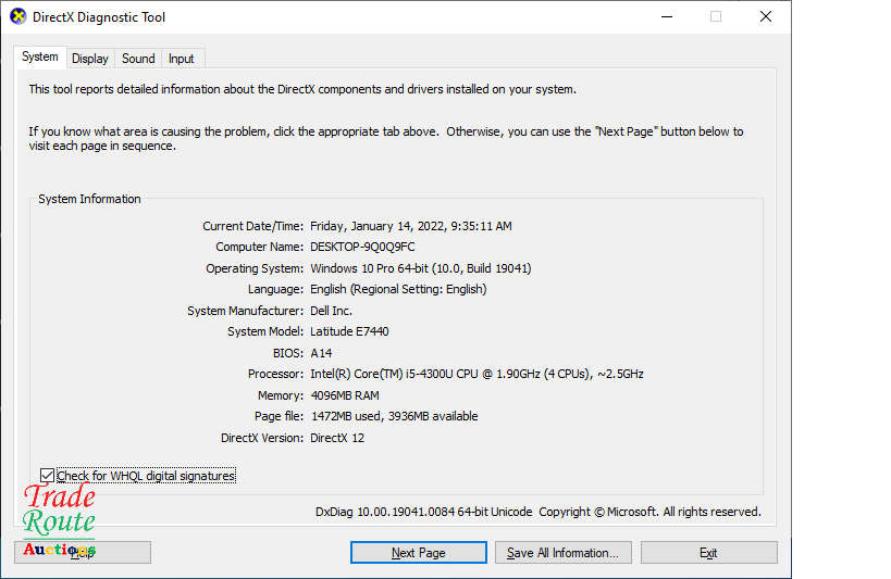 DELL LATITUDE E7440 LAPTOP | CORE i5-4300U 1.9GHz 4GB RAM | 500GB HDD - Faulty Battery